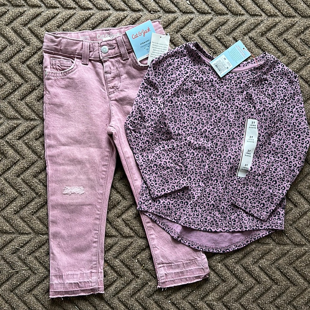 Toddler girl Cat and Jack jeans and shirt